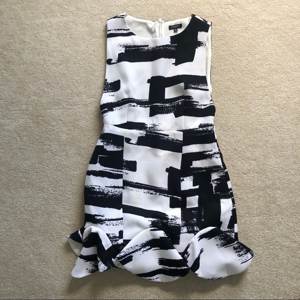 A. Peach Black & White Mini Dress